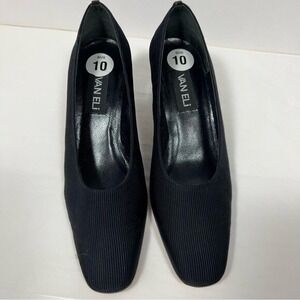 Vaneli Black Fabric  & Patent Leather‎ Heels/Pumps Size 10